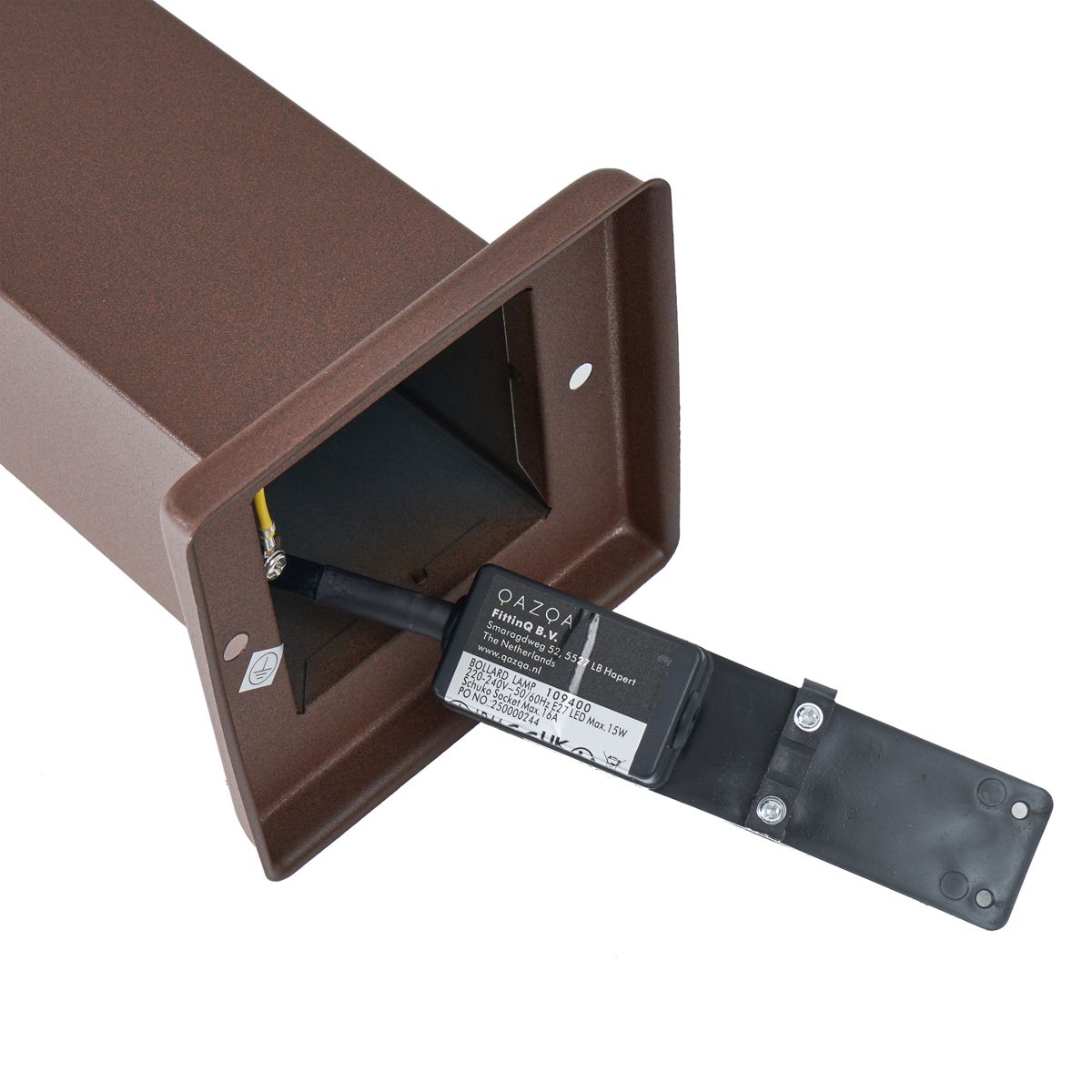 Buitenlamp roestbruin met helder glas 80cm IP44 met stopcontact en bewegingssensor - Malios