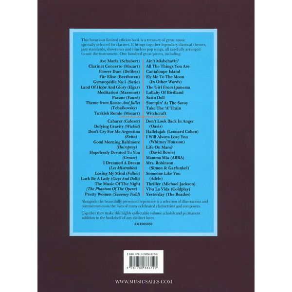 Wise Publications The Legendary Series- Clarinet