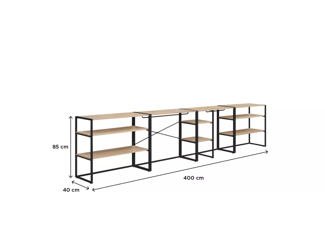 Portants vêtements sous combles modulables noirs - Lot de 4