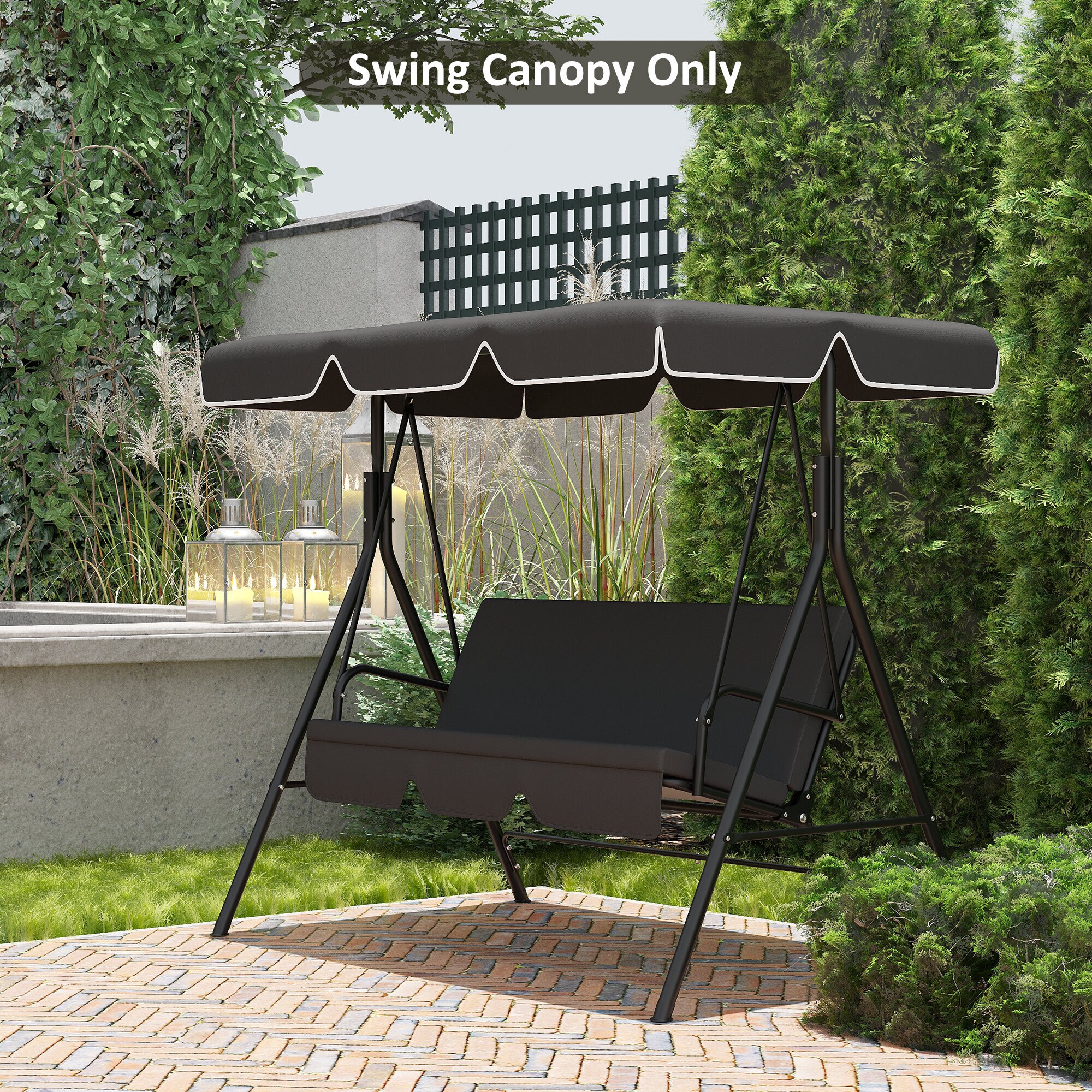 Outsunny Hollywoodschaukel Ersatzdach mit Schlaufenbefestigung schwarz 192L x 144B cm