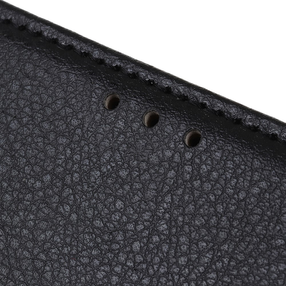 Samsung Galaxy A32 5G Leder Tasche Flip Cover Litchi Look - Schwarz