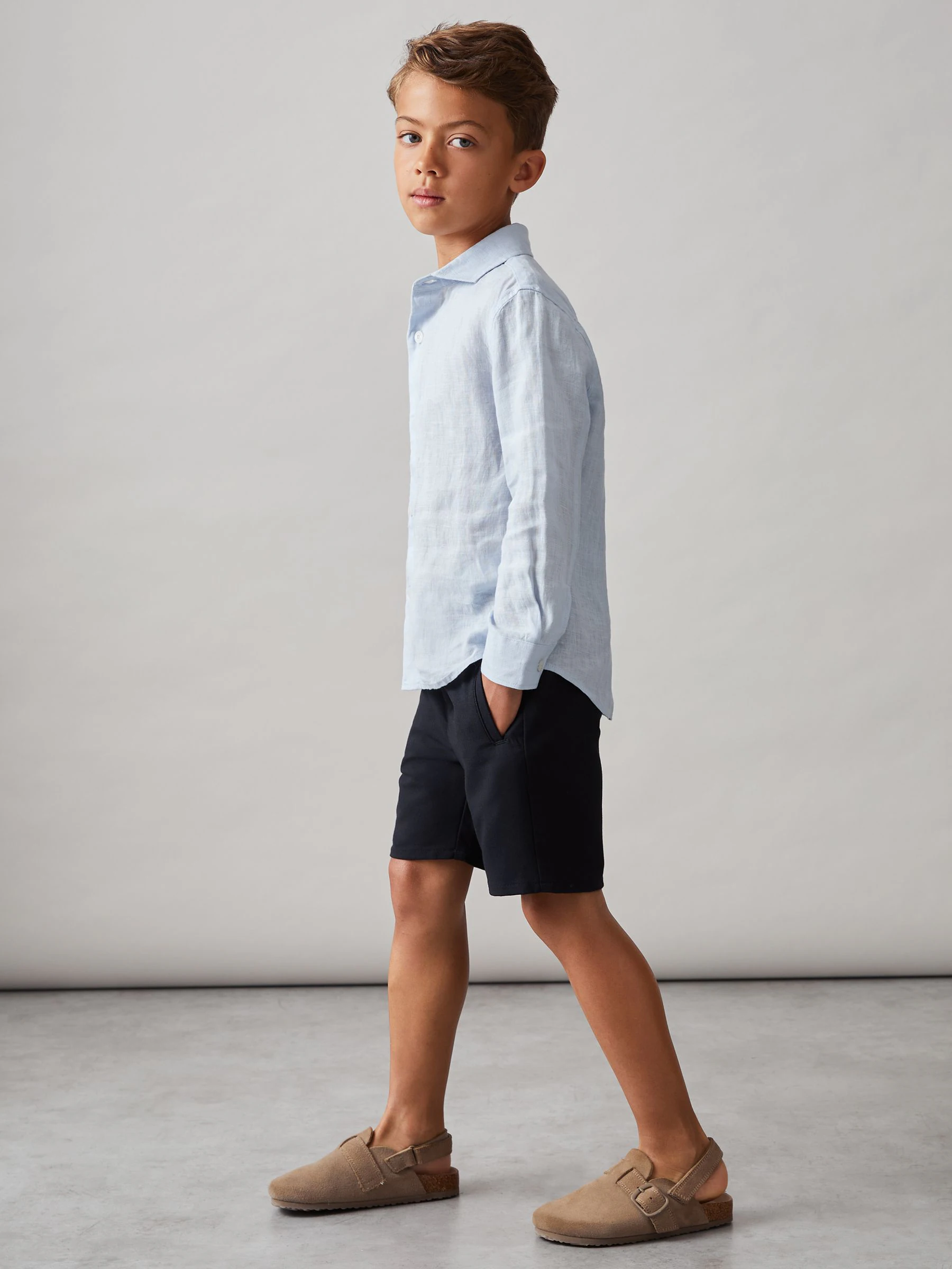 Marineblauw - Reiss - Sussex ruimvallende short met trekkoord