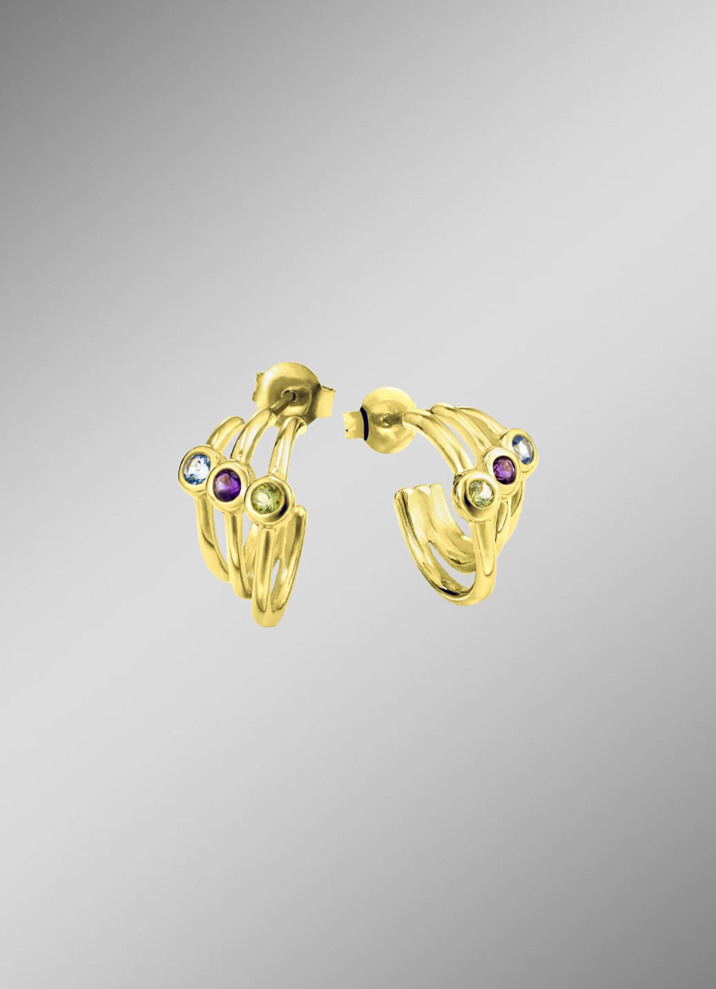 Ohrstecker mit Blautopas, Amethyst und Peridot
