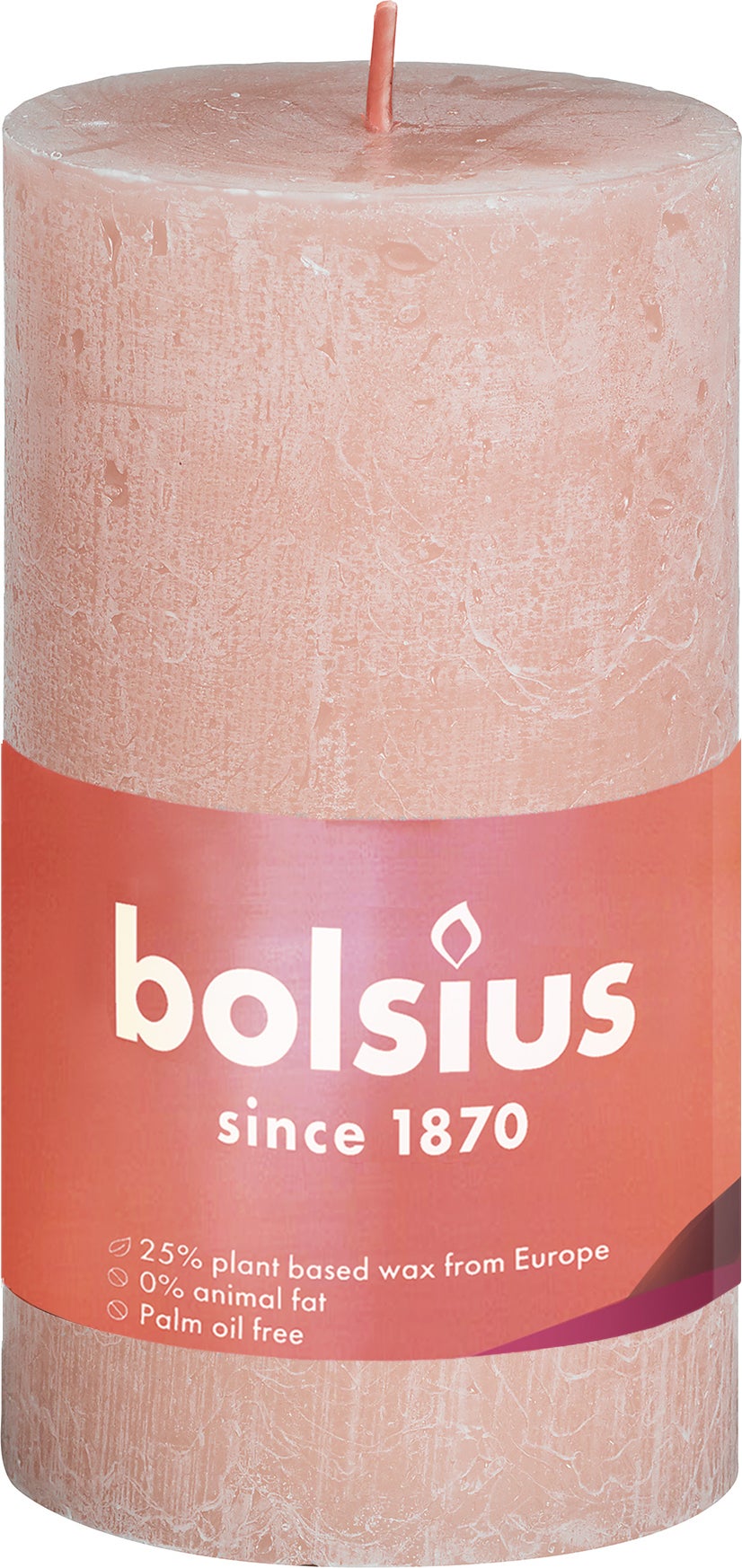 Bolsius stompkaars Rustiek Shine roze 30 uur D 5 H 10 cm
