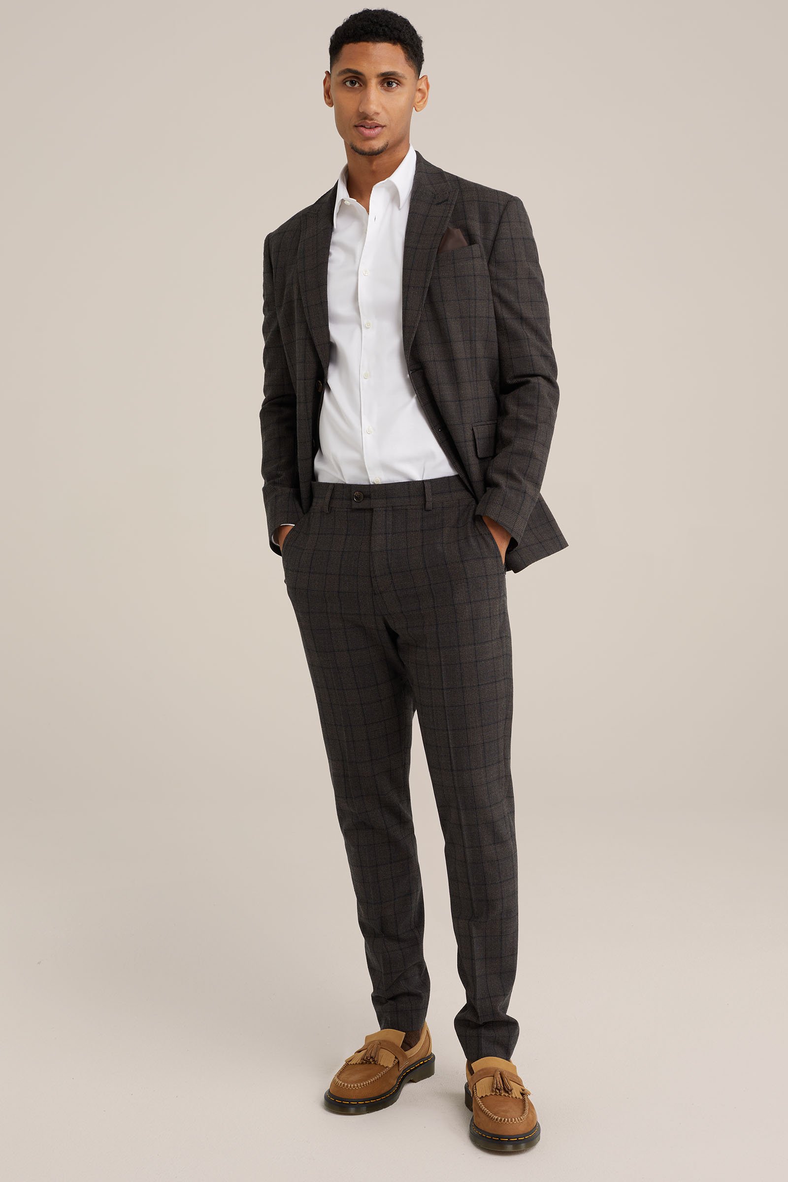 premium wol mix pantalon met ruitdessin Van Gils Bruin