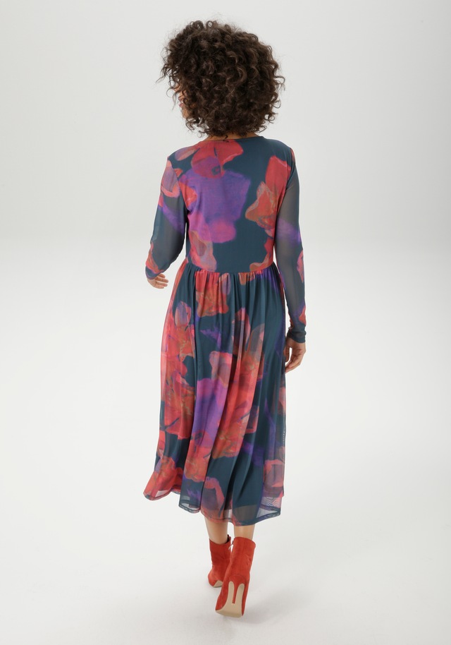 Aniston CASUAL Midikleid mit grossflächigen Batik-Blüten bedruckt - NEUE KOLLEKTION