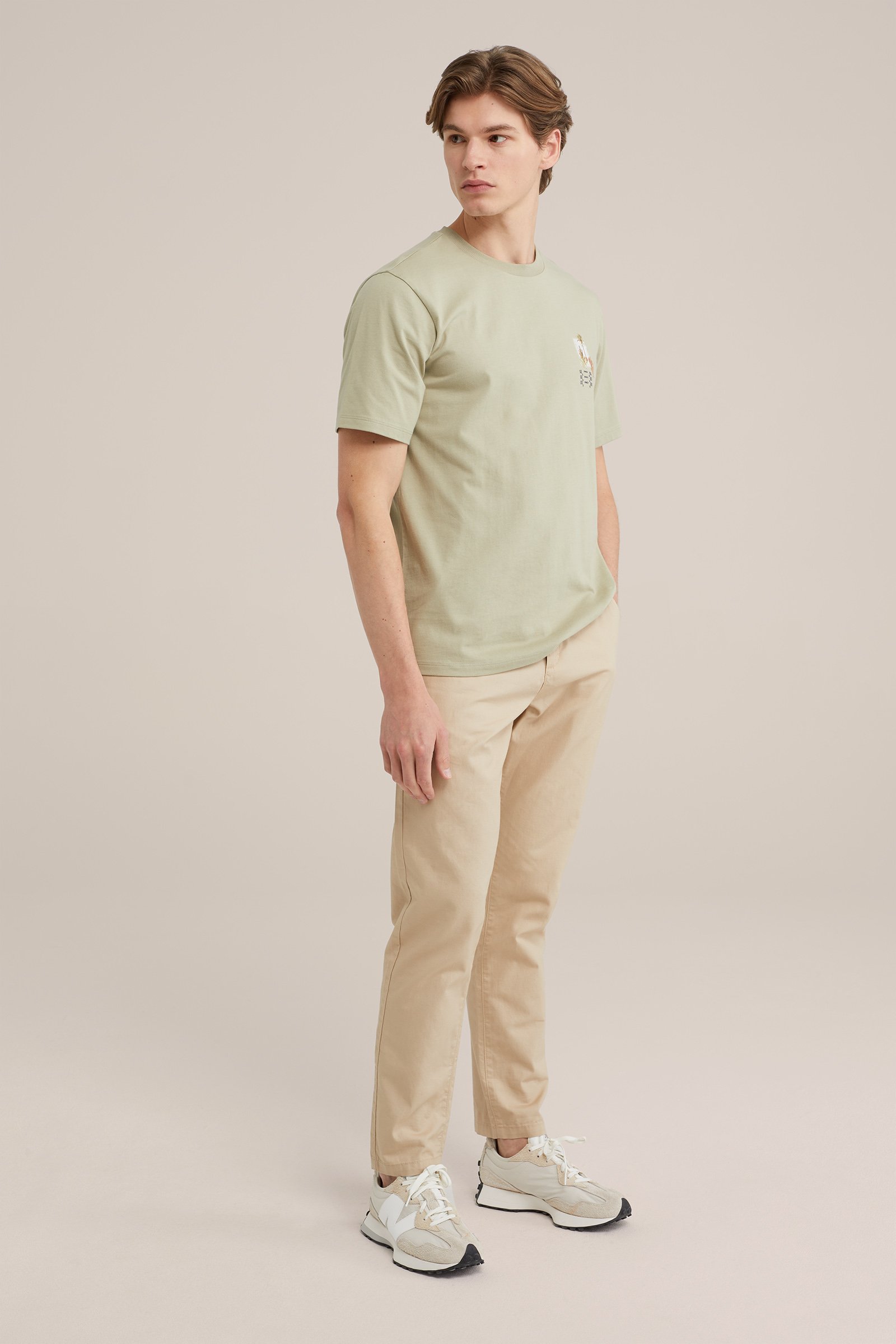 T-shirt met opdruk WE Fashion Mosgroen