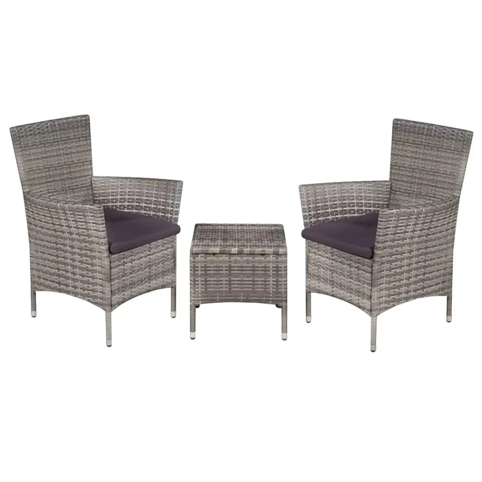 vidaXL - Bistroset - Grijs - Poly rattan