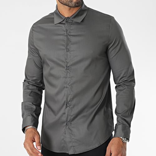 Chemises Manches Longues Gris Anthracite