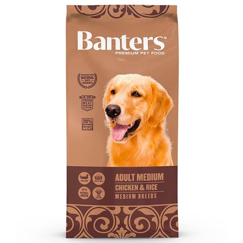 Ração Banters para Cães Adultos de Porte Médio com Sabor de Frango