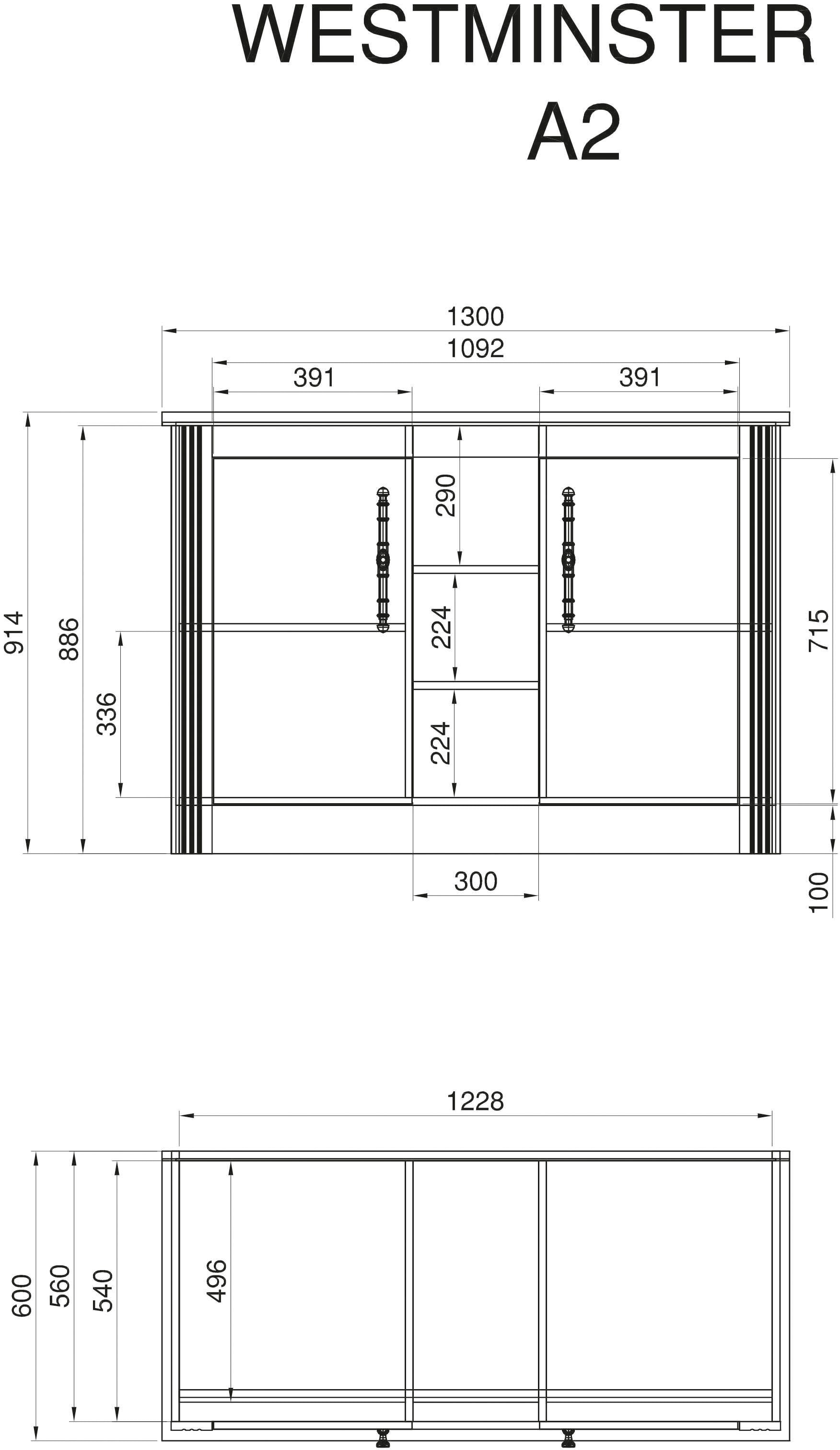 KOCHSTATION Spülenschrank »KS-Westminster« im romantischen Landhausstil, Breite 130 cm, exclusiv by Otto