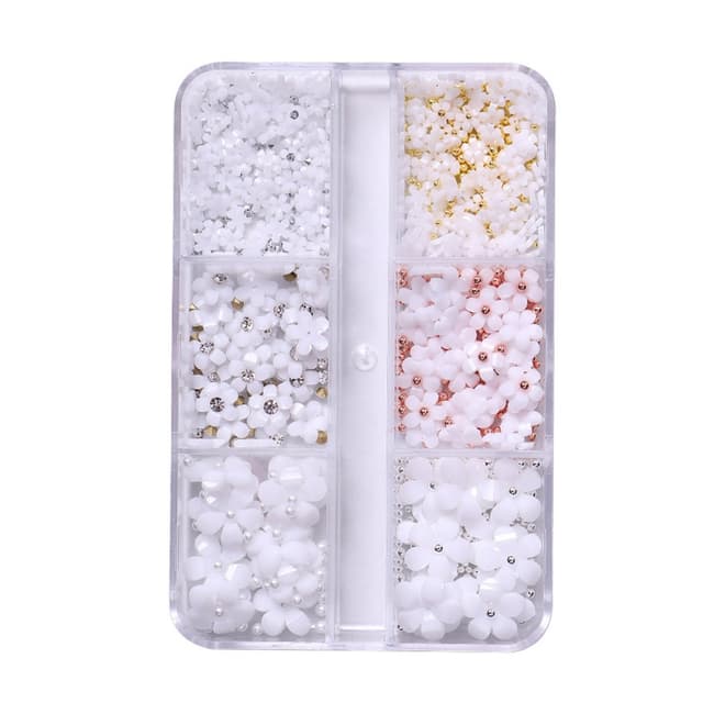 3D blomster Nail Art Charms Hvid