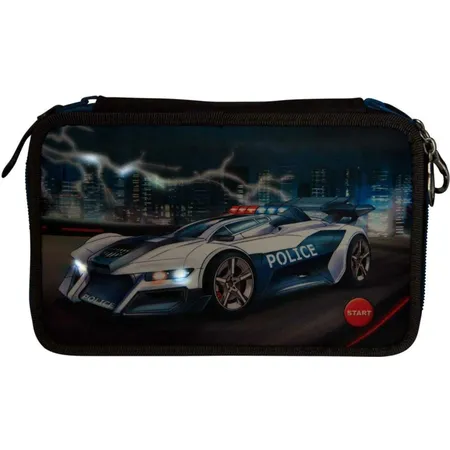 Depesche Monster Cars Federtasche Tripledecker Polizei mit LED, gefüllt