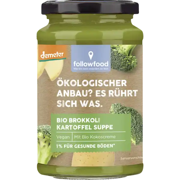 Bio Brokkoli Kartoffel Suppe mit Bio Kokoscreme