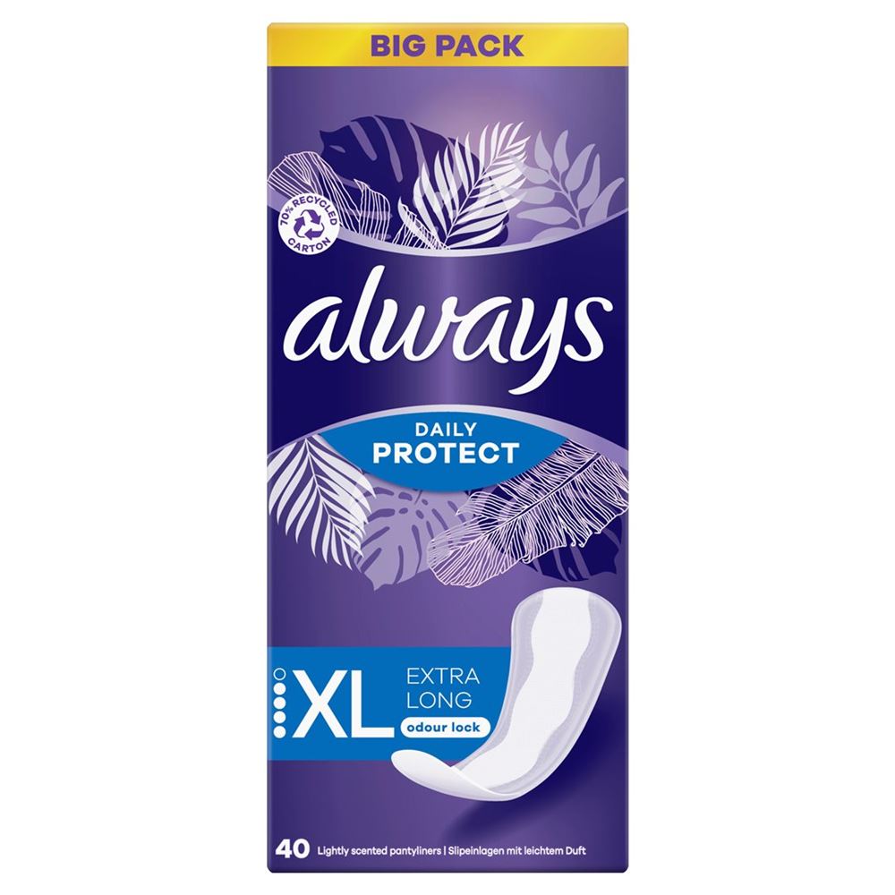 Always Slipeinlage Daily Protect<br>40 Stück, Extra Long mit leichtem Duft BigPack