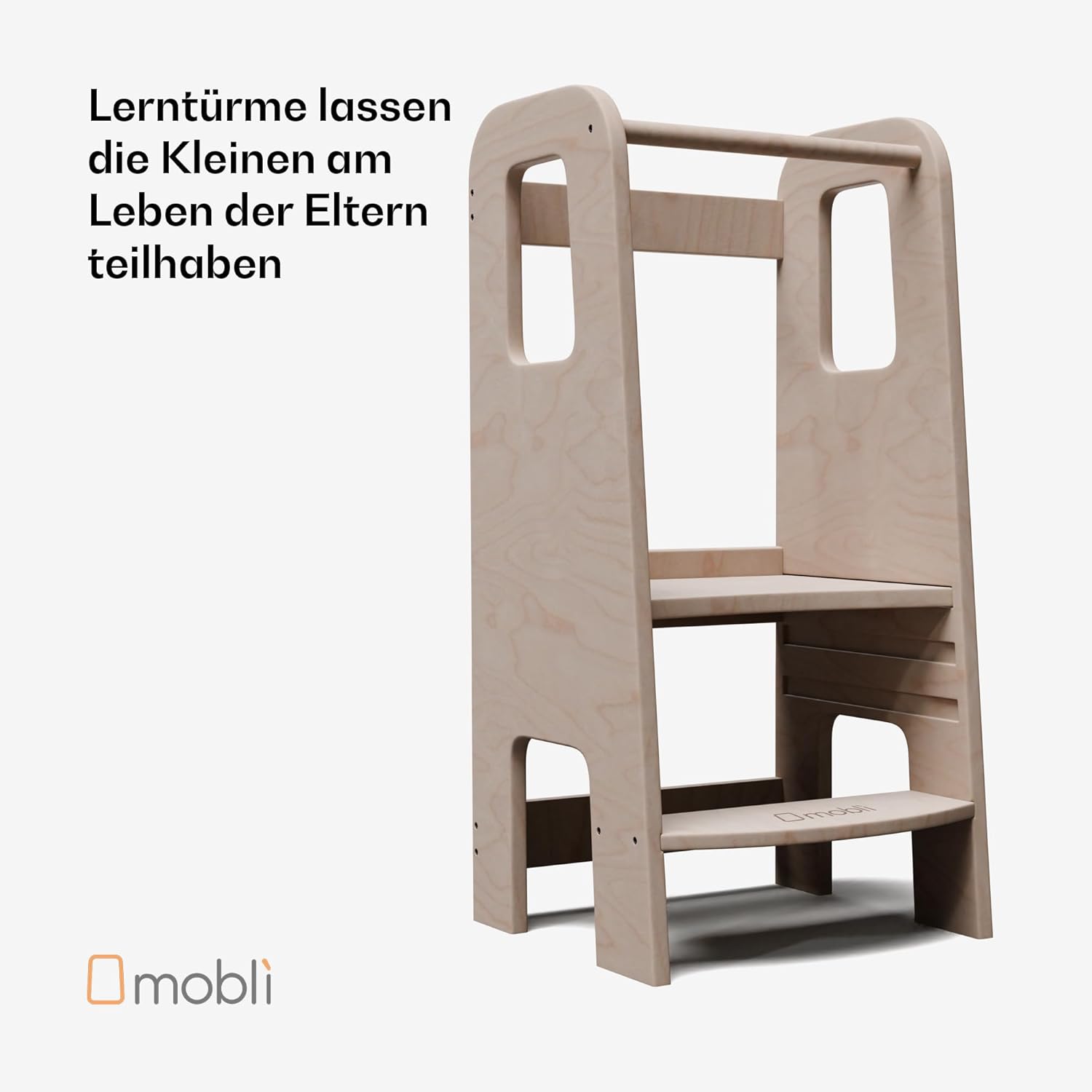 Montessori 2-in-1 Lernturm & Tritthocker - Stabiler Learning Tower für Kinder ab 1 Jahr, Fördert Selbstständigkeit, Sichere Kindertritt Möbel für Baby- & Kleinkinderzimmer