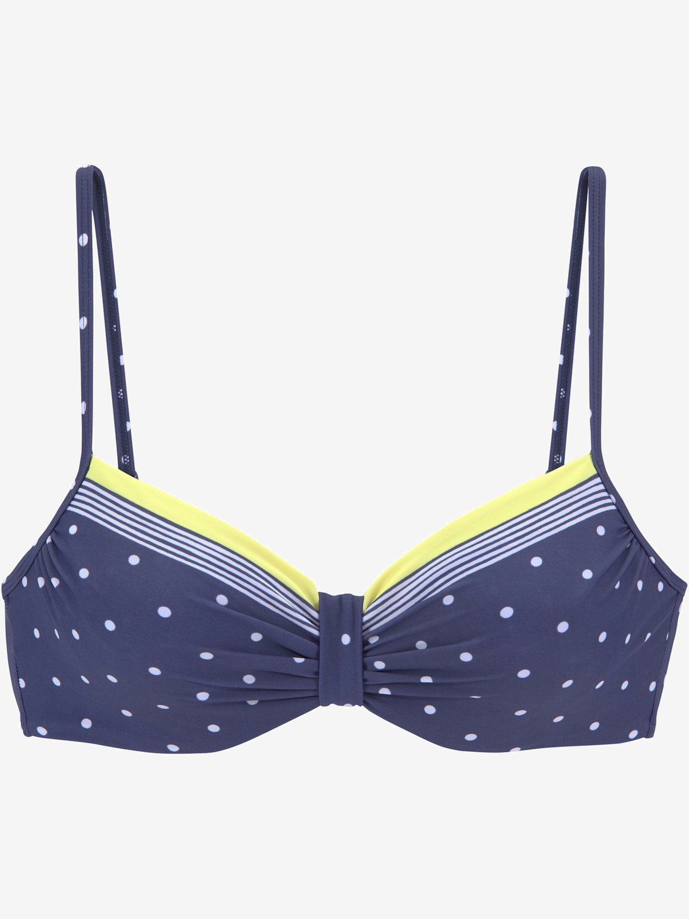 Haut de maillot de bain à armatures imprimé à pois et rayures