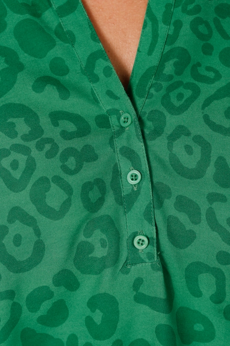 Maxikleid, A-Line, Leo-Verlauf, Tunika-Ausschnitt, Langarm