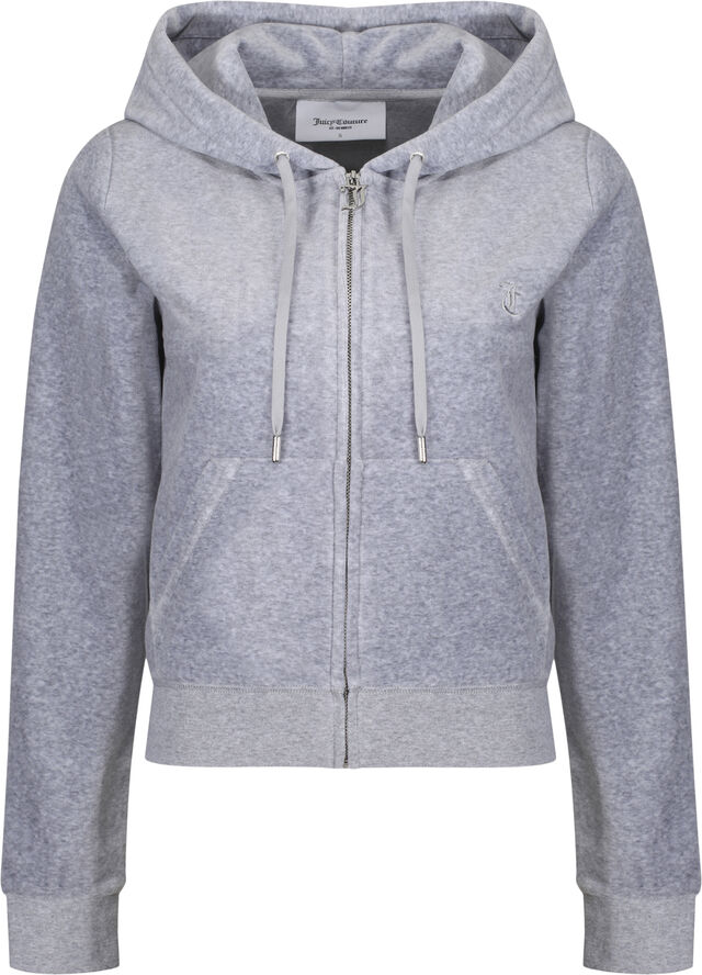 Juicy Couture Robertson Classic Velour Zip Trough Hoodie Silver marl