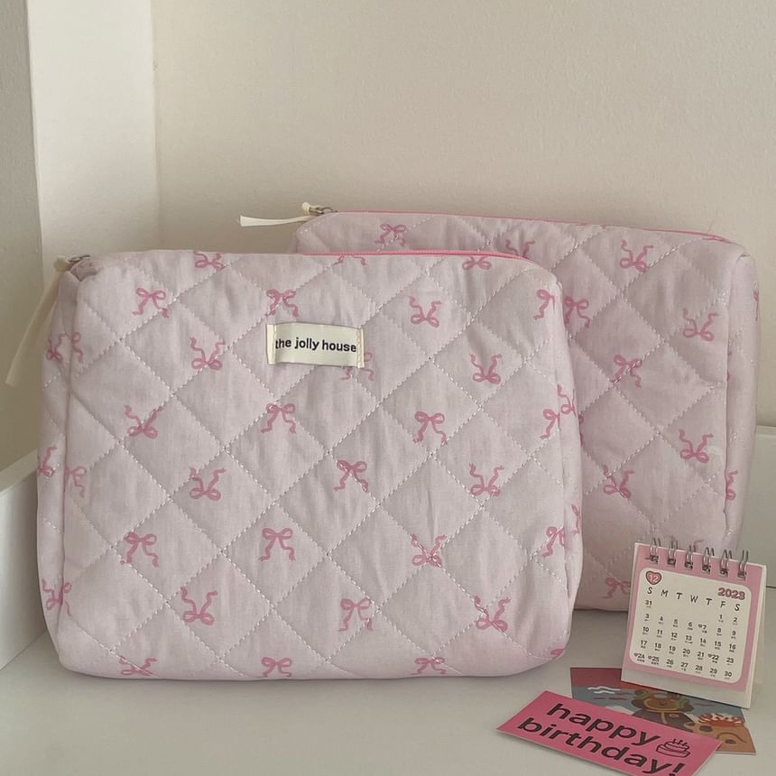 ZenlyHabit - Stoffen etui / make-uptas / clutch met strik