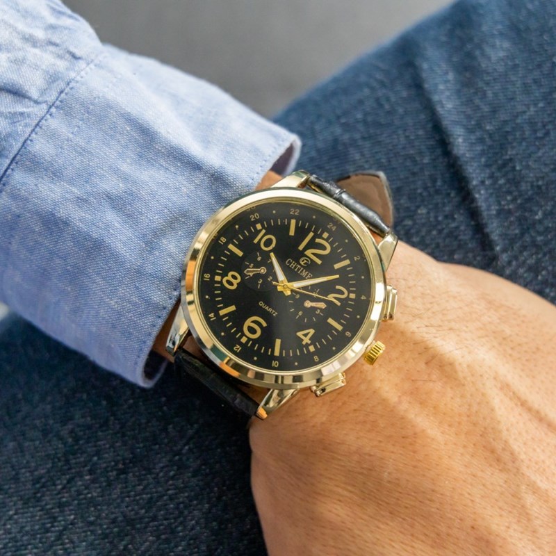 Montre Homme CHTIME bracelet Cuir Noir