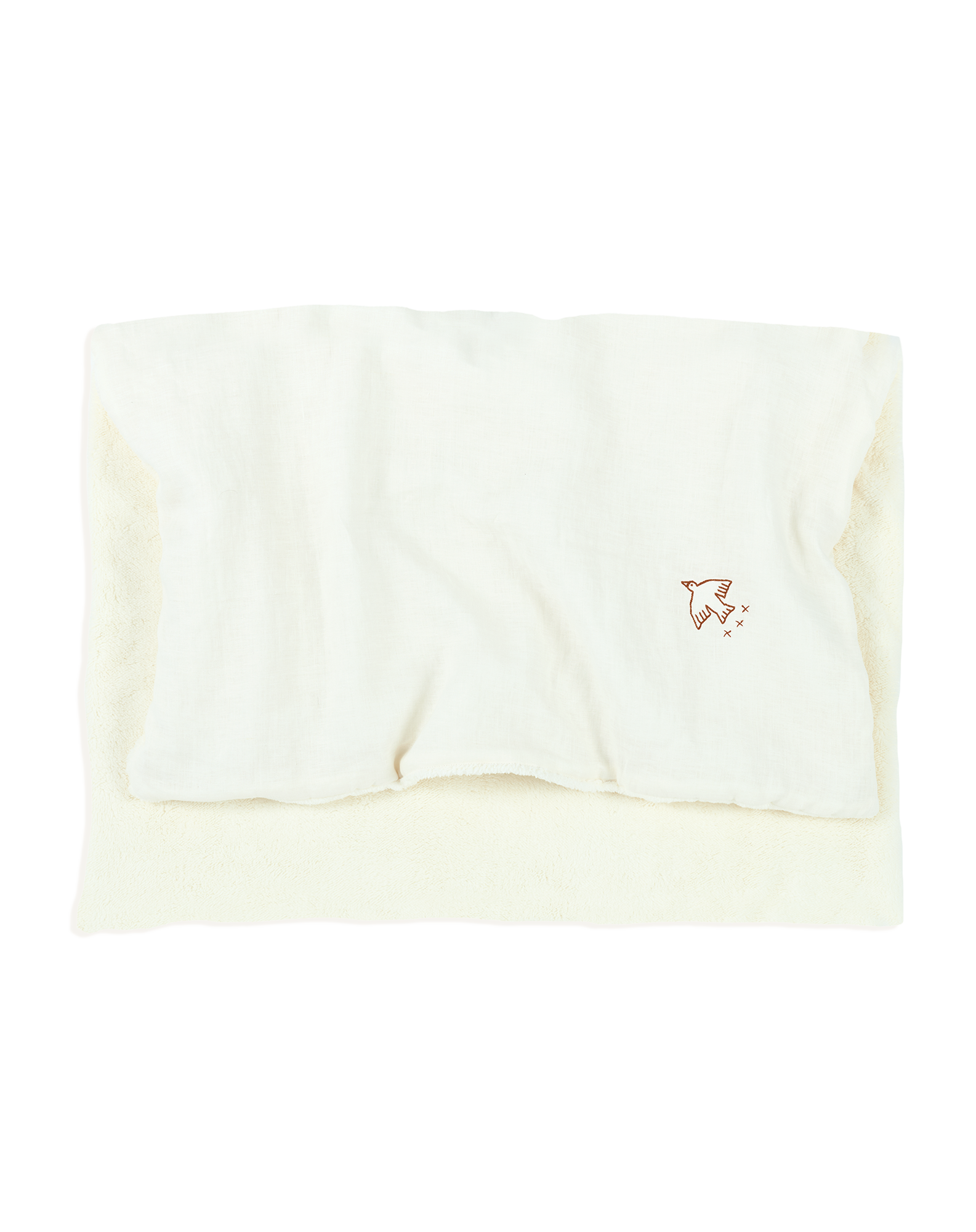 Couverture d'hiver brodée l1n0 en lin français | Beige