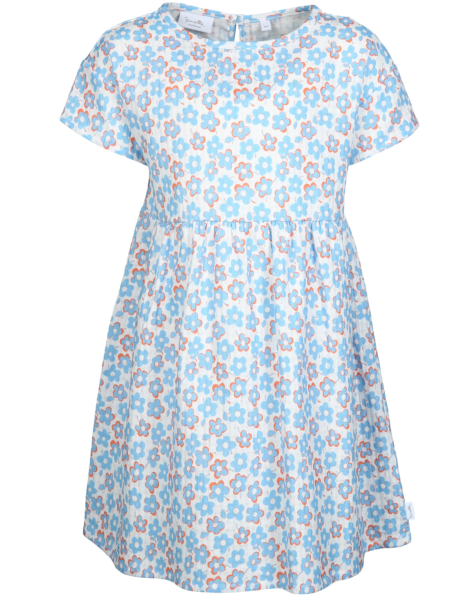 Kurzarmkleid FLOWERS AOP in blue fog