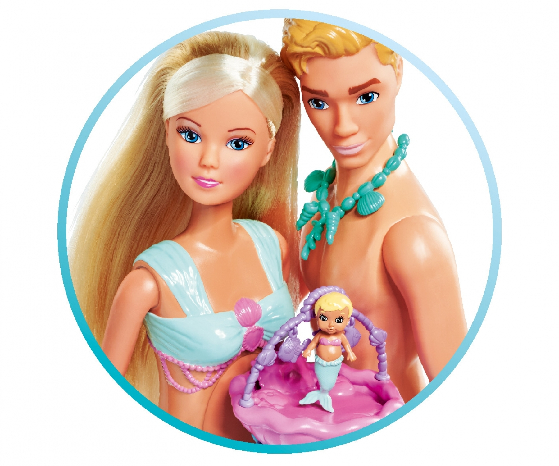 (4-tlg. Set) Kinder Spiel Puppe Schwangere Meerjungfrau Püppchen Spielzeug Meerjungmann inkl. Baby (105733524) - Mermaid Family
