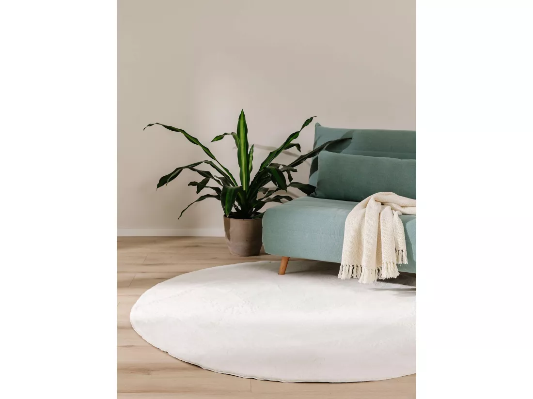 Tapis en fausse fourrure Furry Crème ø 200 cm rond
