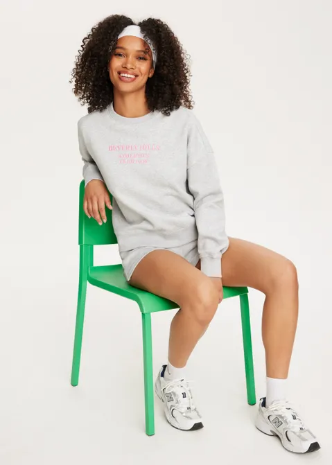 Sweater met print wellness grijs (GRS.LME)