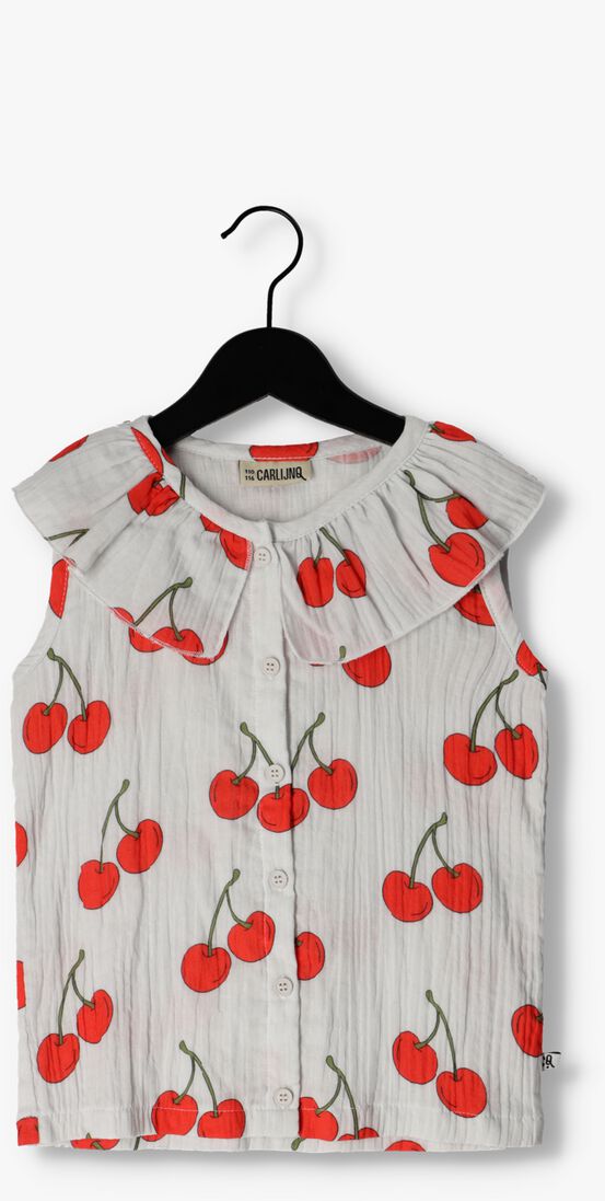 CARLIJNQ gebroken wit carlijnq t-shirt cherry - blouse big collar no sleeve