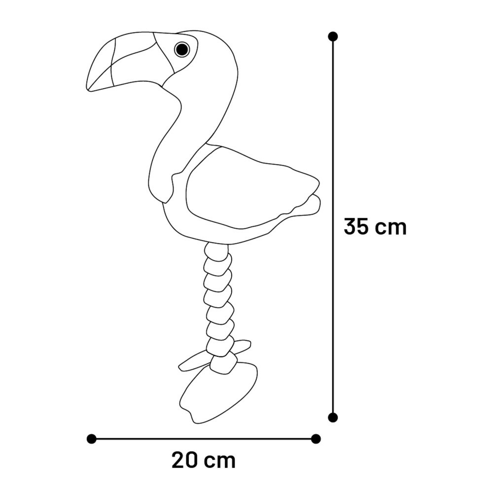 Jouet flamant rose 35 cm pour chien