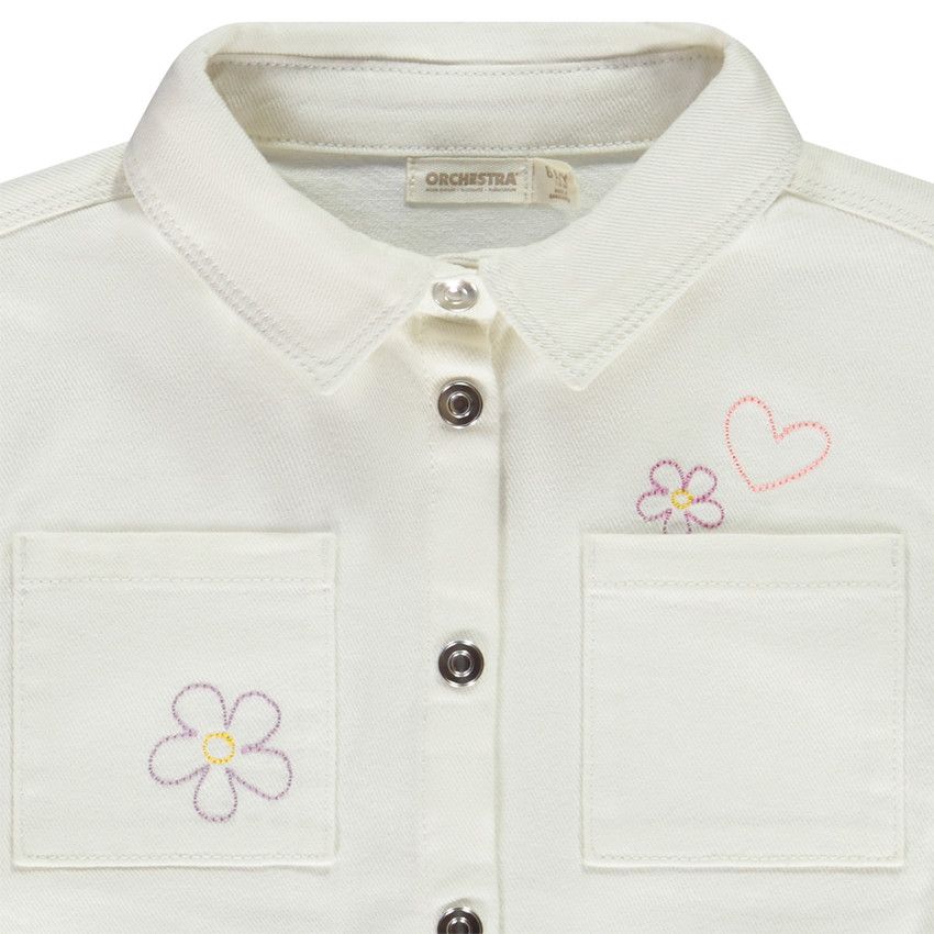 Surchemise oversize avec broderies pour fille - Ecru