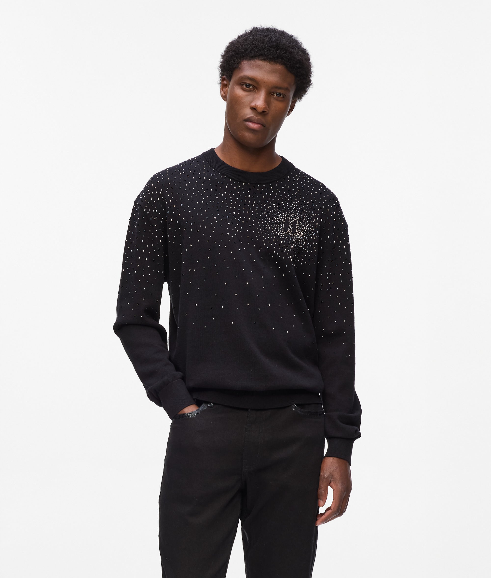 Degradé sweater met strassteentjes