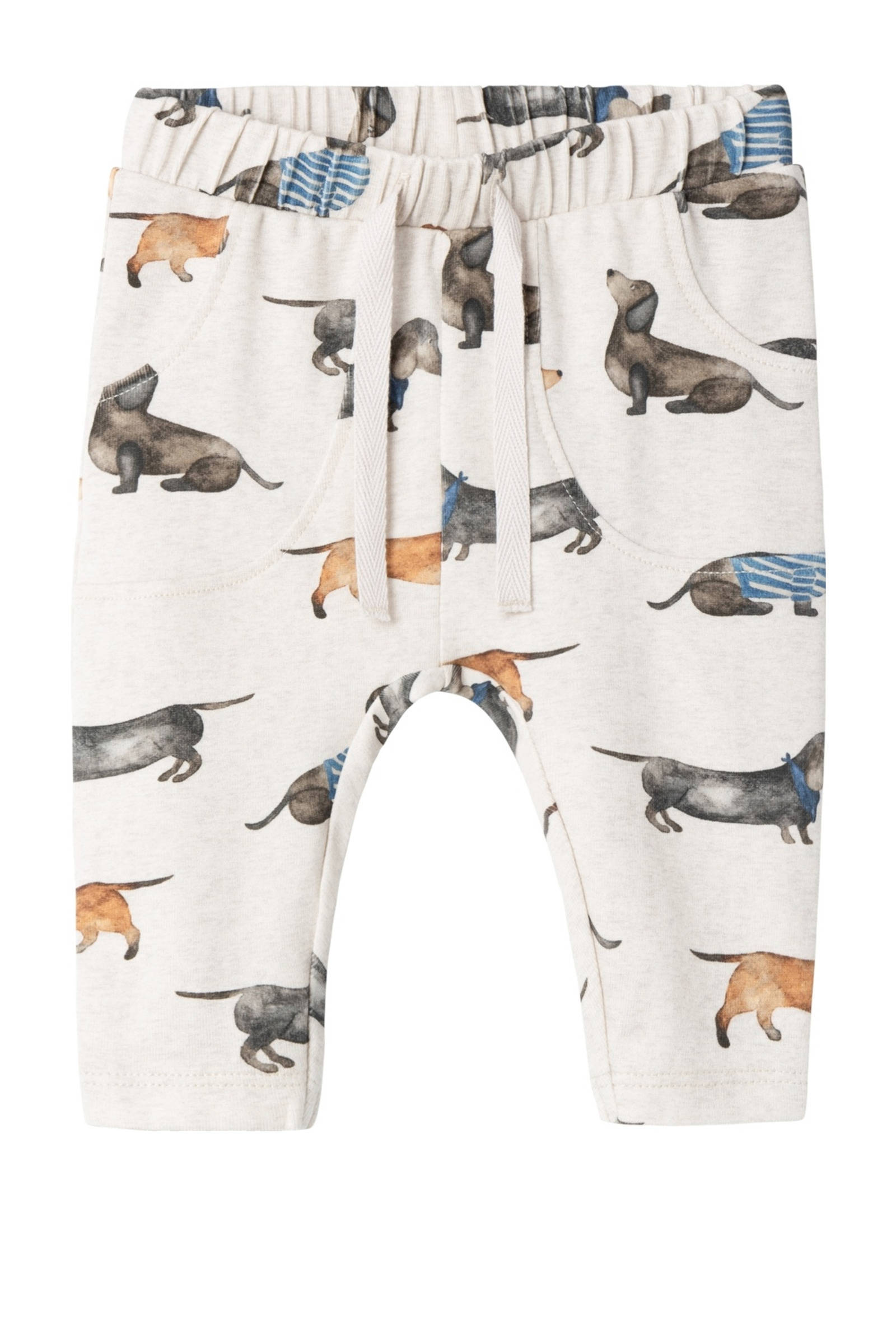 NAME IT baby broek NBMKINGO met all over print beige/groen/blauw