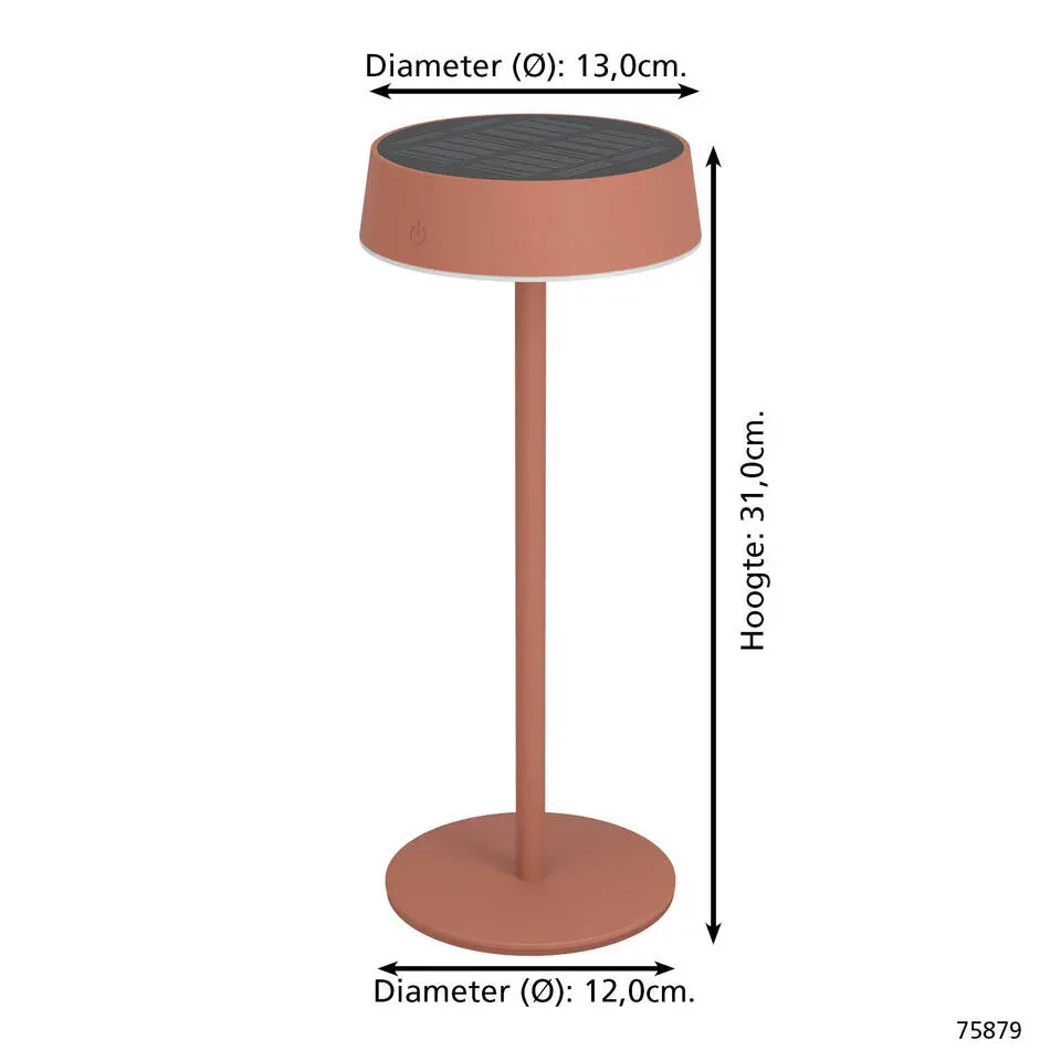 EGLO Simeri Tafellamp Buiten - Solar - 31 cm - Oranje - Oplaadbaar