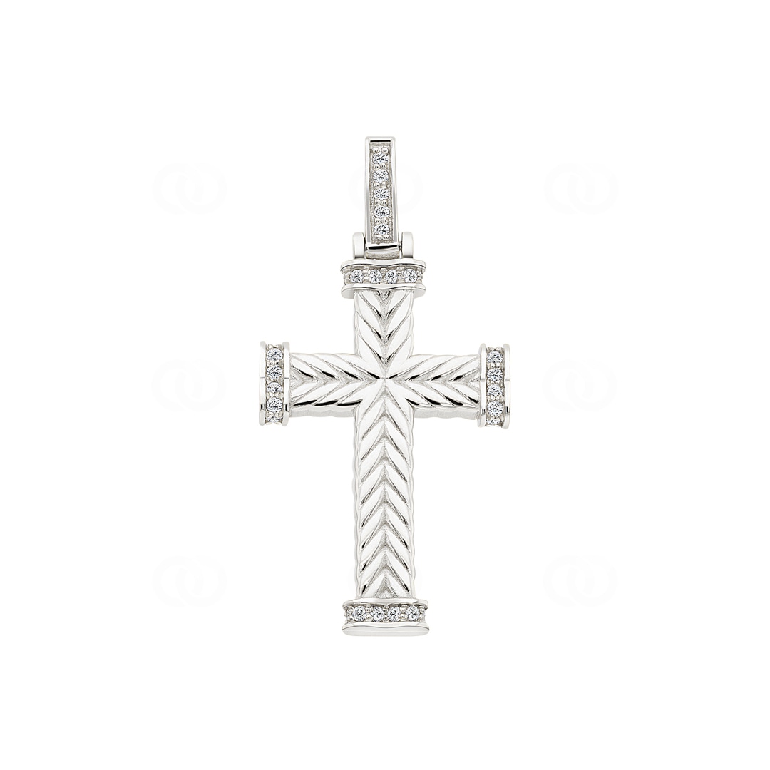 Kreuzanhänger 750/18 K Weissgold mit Diamanten 0.23 ct H/si