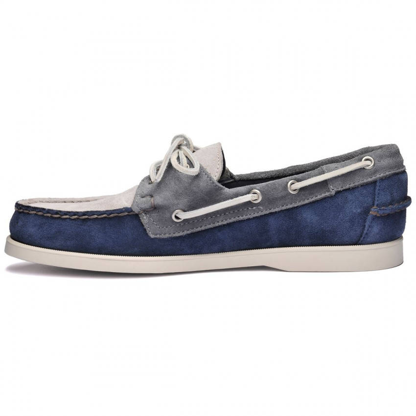 DOCKSIDES PORTLAND JIB Navy-DarkGrey-MidGrey-Chaussures bateau pour homme en suede marine et gris Portland