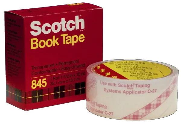 Tape 3M bogtape 845 Klar 50.8 mm x 13.7 m - 76.2 mm kerne