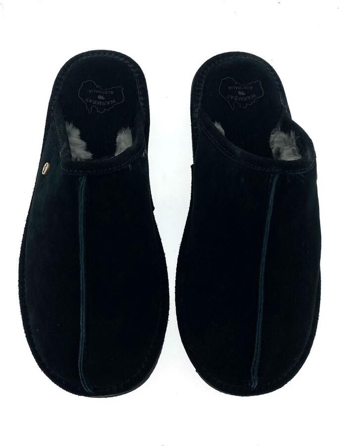 Warmbat Australia Barron suède pantoffels zwart