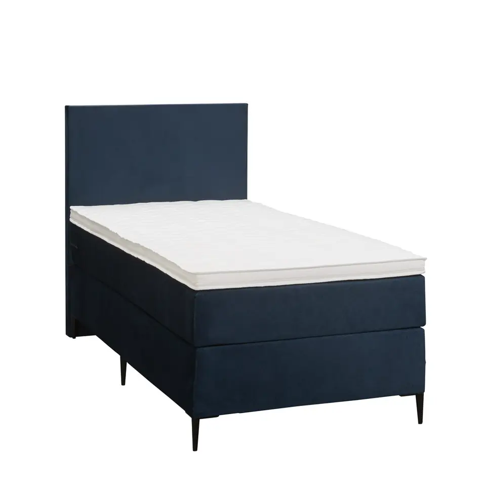 Boxspring Liv egaal - blauw - 90x200 cm - slanke poot