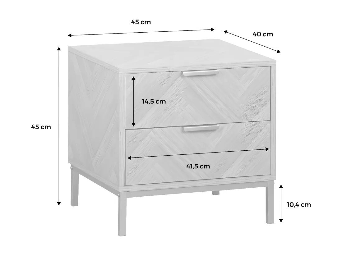 Lot de 2 tables de chevet. Budapest. deux tiroirs. L 45 x l 40 x H 45cm