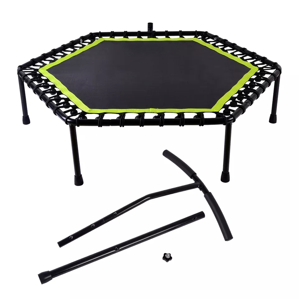 Jumping Fitness Trampolin Aerobic Rebounder Sport mit Haltegriff - Schwarz / Grün