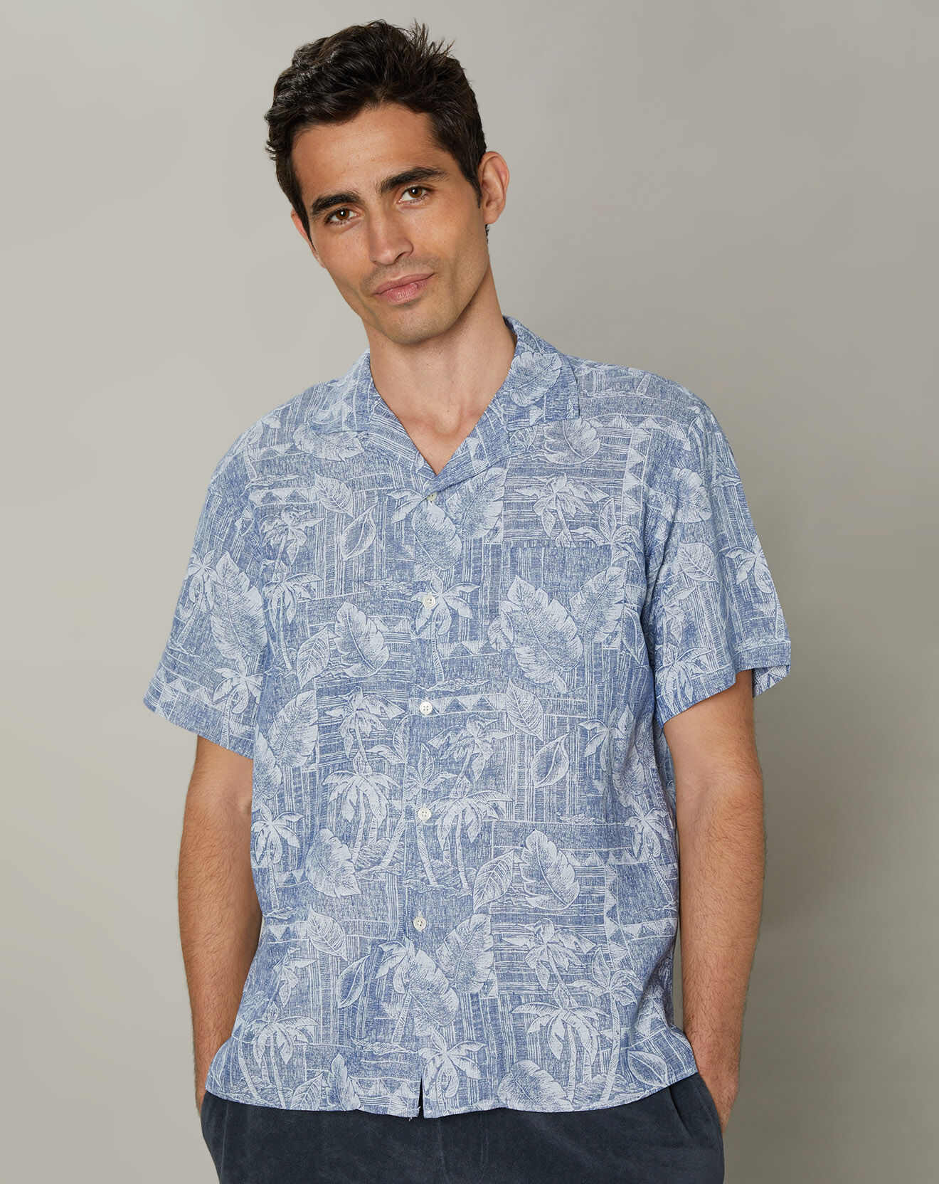 Hartford Chemise regular 100% Lin Palm chambray