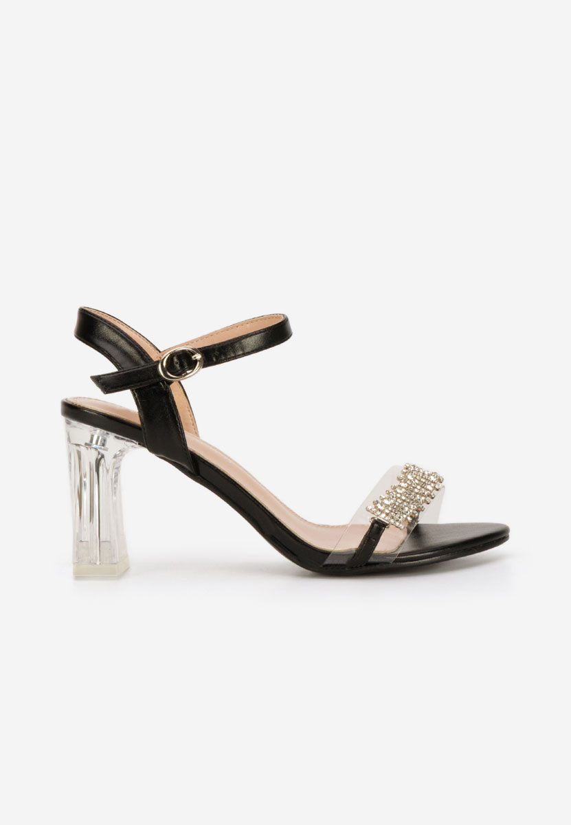 Sandales à talon transparent noires Kalistia