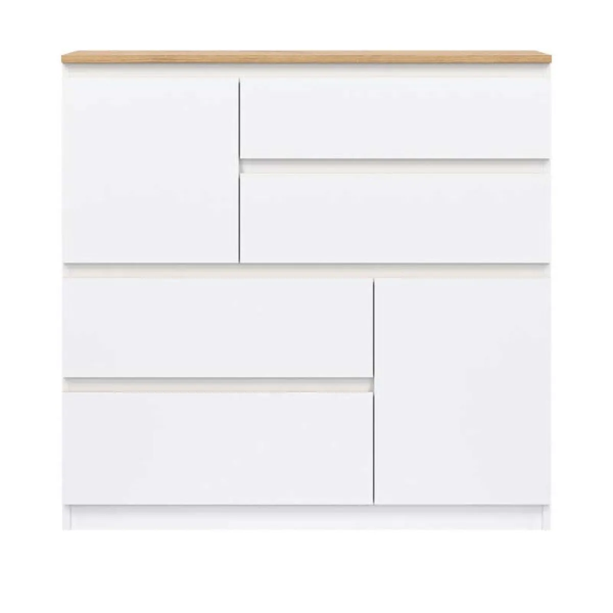 dansmamaison Commode 2 portes 4 tiroirs Blanc/Bois