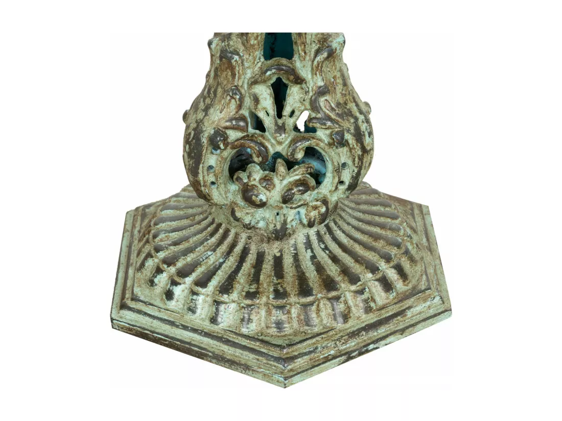 BISCOTTINI Support de Pot de Fleurs - Fonte avec Finition Argent Antique - Porte-Plante - Pot d'Intérieur et d'Extérieur - Jardinière - Jardin - Salon - Salle à Manger - Présentoir - Décoratif - 36x36x53 cm