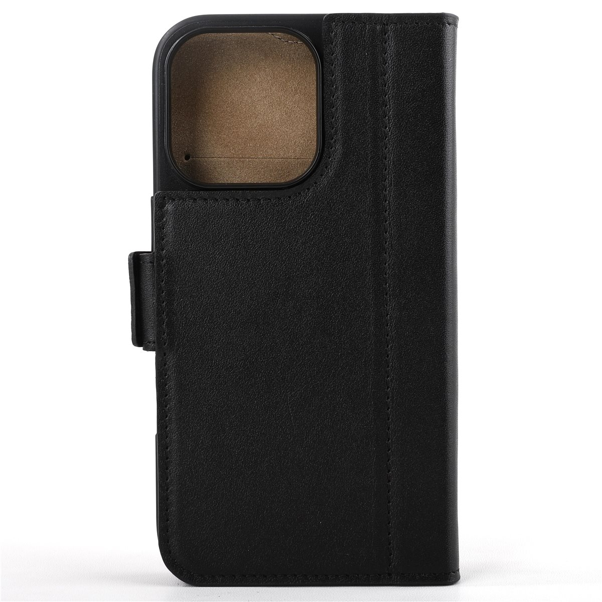 iPhone 16 Pro Max Echtleder Tasche Flip Cover Hand Made (FABIOIP16PROMAX-01) - Schwarz