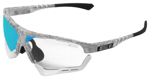 Scicon Sports Aerocomfort SCN XT XL Lunettes De Soleil De Performance Sportive (Miroir Bleu Photochromique Scnxt/Matt Gelé)