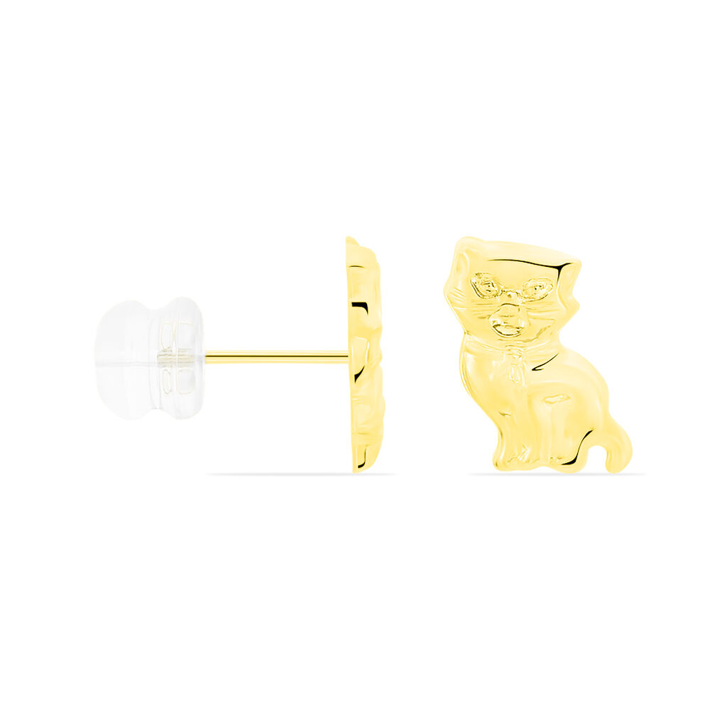Boucles D'oreilles Puces Florenta Chat Or Jaune